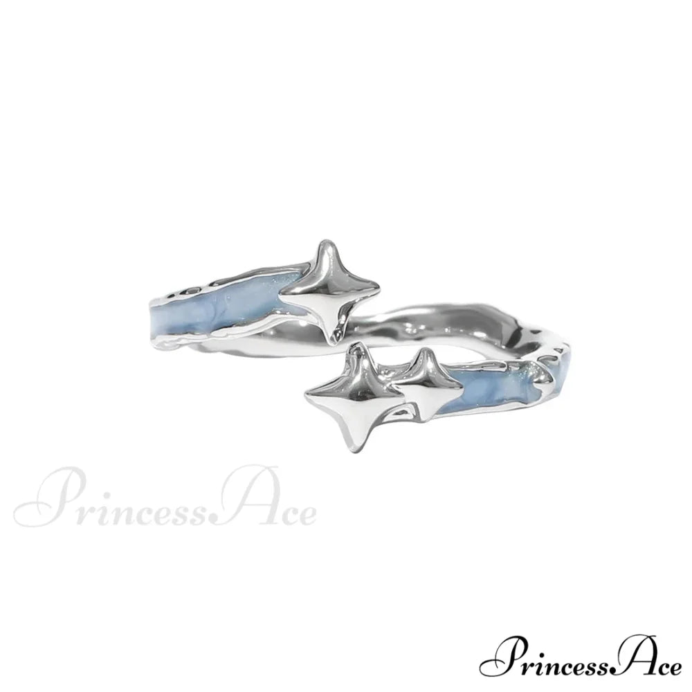 Small Planet Jewelry Enamel Ring resizable / Blue