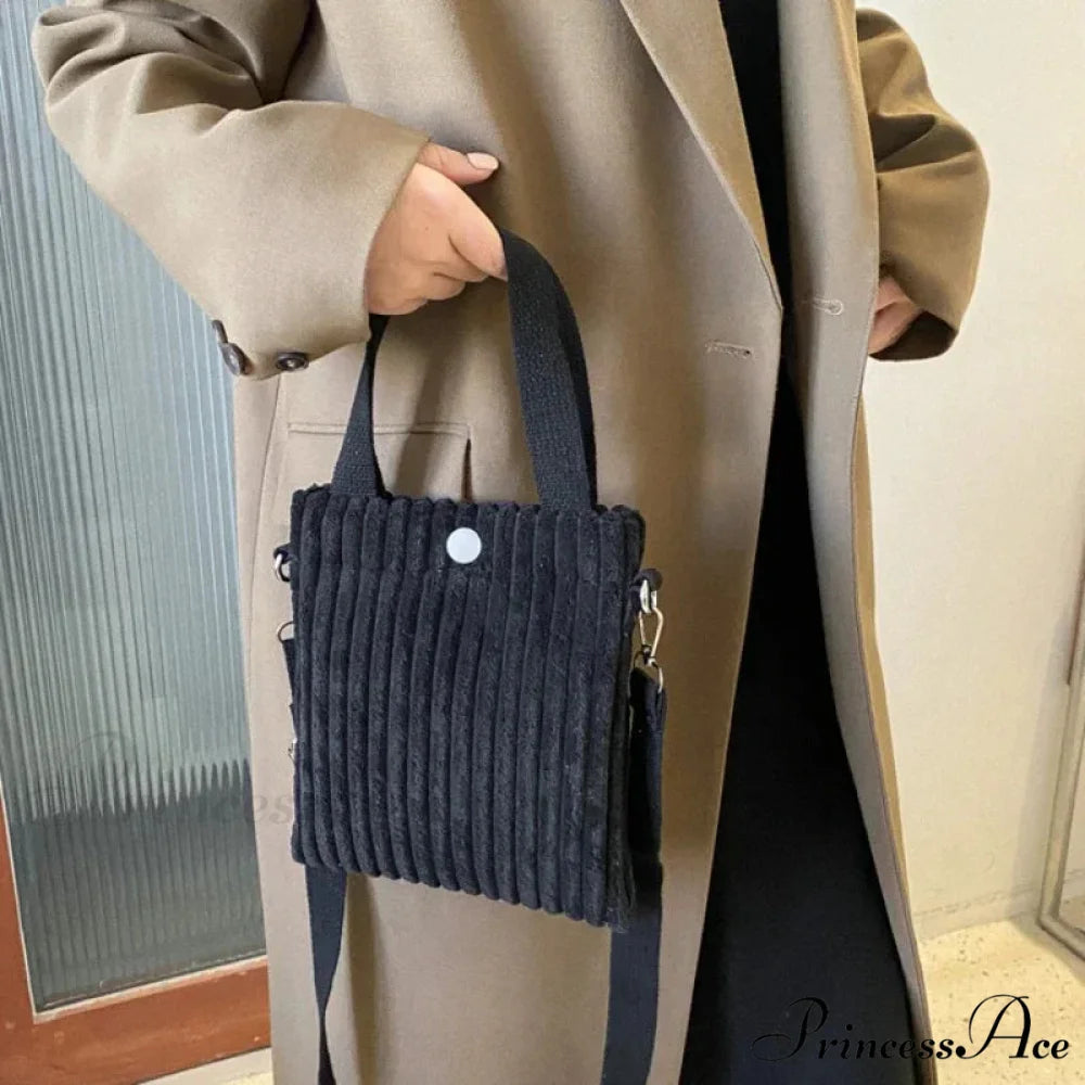 Small Ribbed Zipper Shoulder Bag Spring Purse handbag-250126