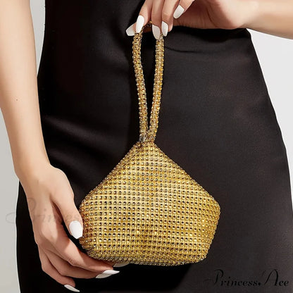Small Sparkling Rhinette Night Wristlet Gold wristlet-250126