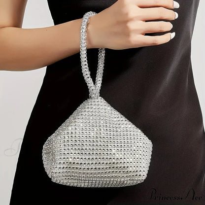 Small Sparkling Rhinette Night Wristlet Silver wristlet-250126