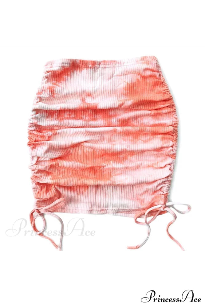 Smocked Tie Dye Skirt Pink / M