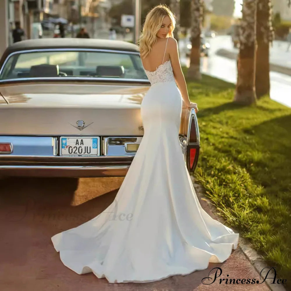 Smooth Bandless Trumpet Bridal Gown weddingdress-250223