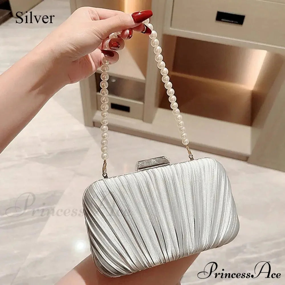 Smooth Evening Bag Stylish Fashion Banquet Clutch Bag silver clutchbag-250126