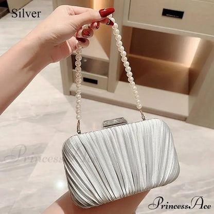 Smooth Evening Bag Stylish Fashion Banquet Clutch Bag silver clutchbag-250126