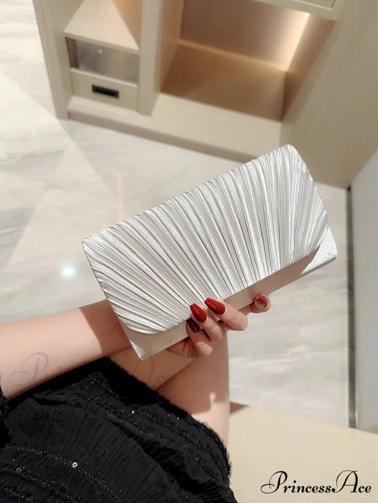 Smooth Folded Crystal Wedding Evening Clutch Bag 042yin clutchbag-250126