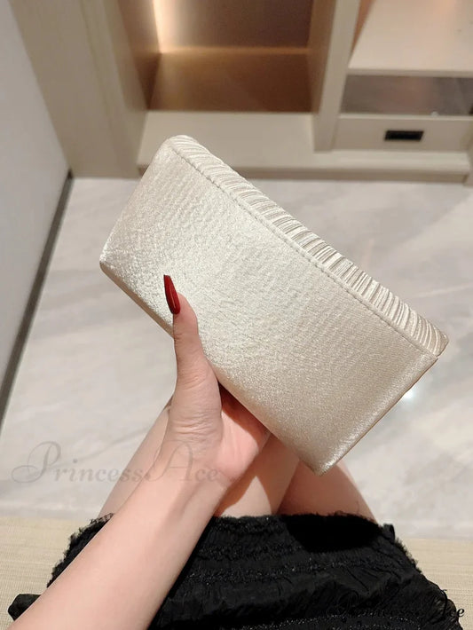 Smooth Folded Crystal Wedding Evening Clutch Bag clutchbag-250126