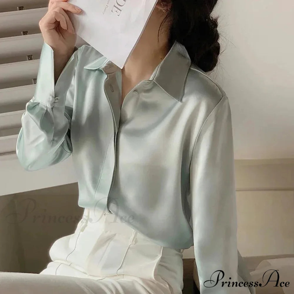 Smooth Long Sleeve French Style Office Lady Blouse blouse-250126