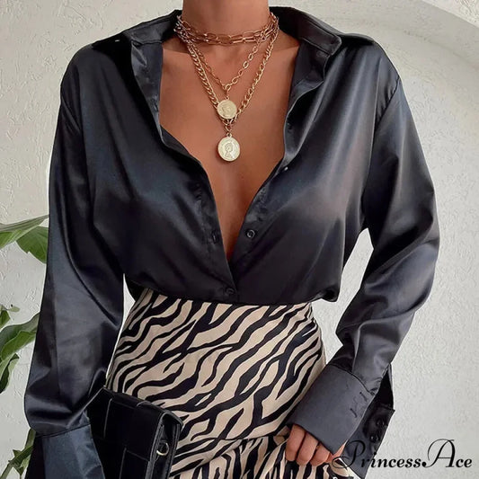 Smooth Long Sleeve Retro Azure Blouse blouse-250223