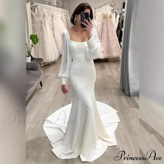 Smooth Mermaid Outdoor Bridal Wedding Gown weddingdress-250223