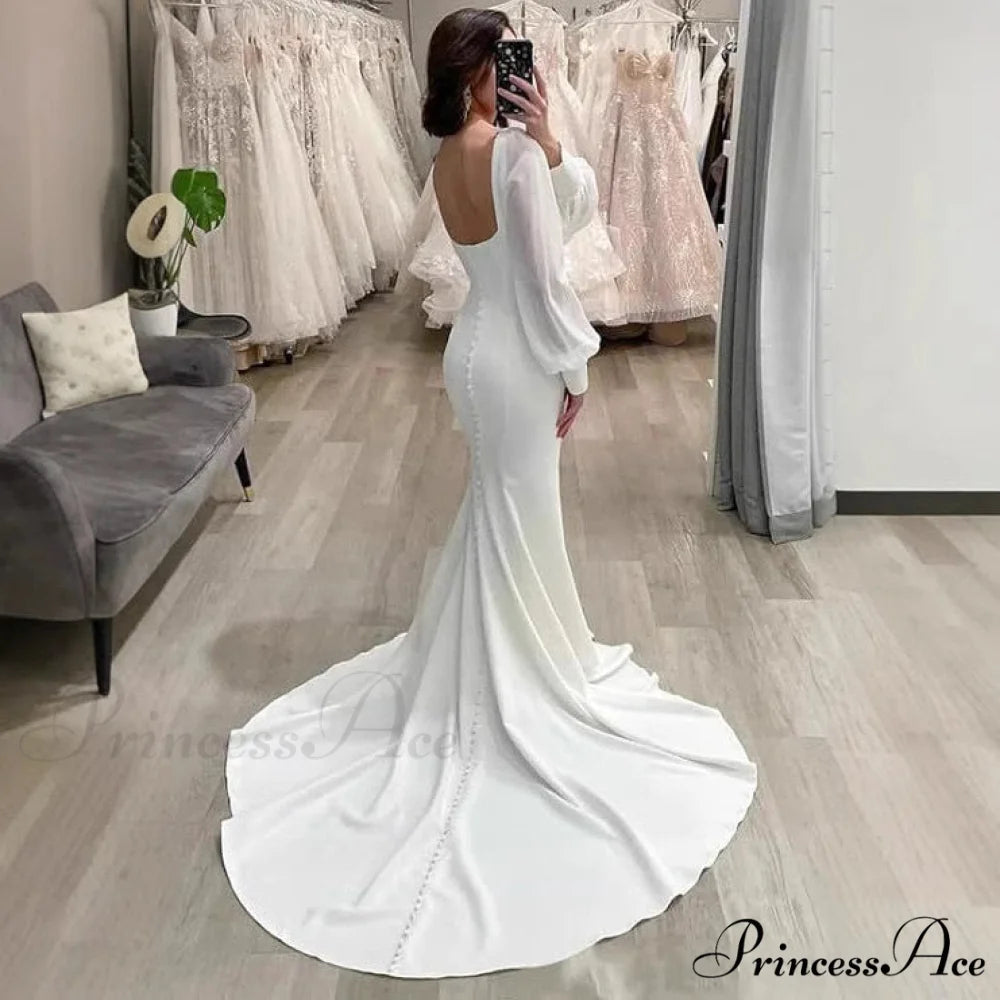 Smooth Mermaid Outdoor Bridal Wedding Gown white / 2 weddingdress-250223