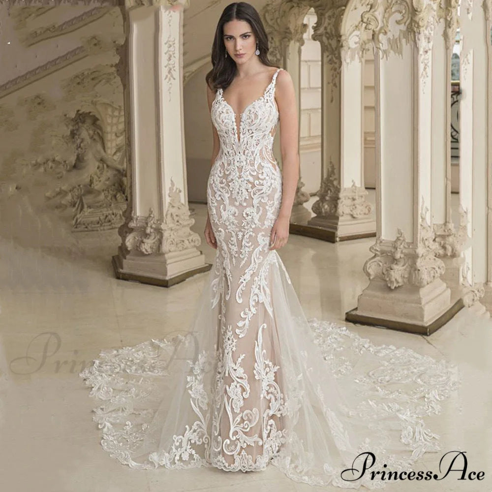 Smooth Mermaid Strap Wedding Gown weddingdress-250223
