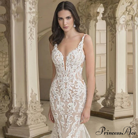 Smooth Mermaid Strap Wedding Gown weddingdress-250223