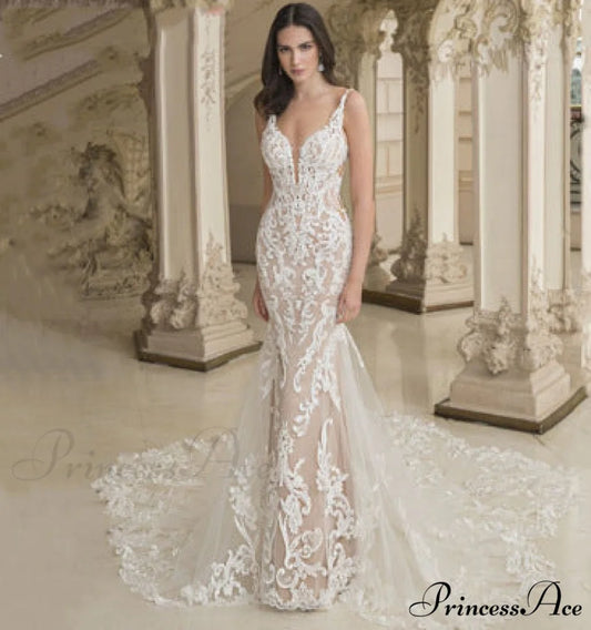 Smooth Mermaid Strap Wedding Gown white / US 2 weddingdress-250223