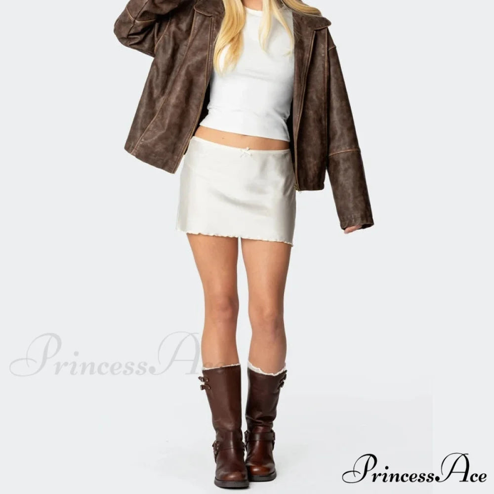 Smooth Monotone Lower Waist Skirt skirts-250223