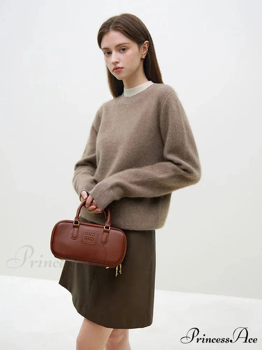 Smooth Pullover Knitted Tea Brown Sweater Tea camel / S swraters-241228