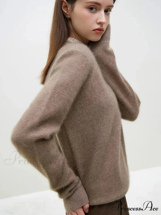 Smooth Pullover Knitted Tea Brown Sweater swraters-241228
