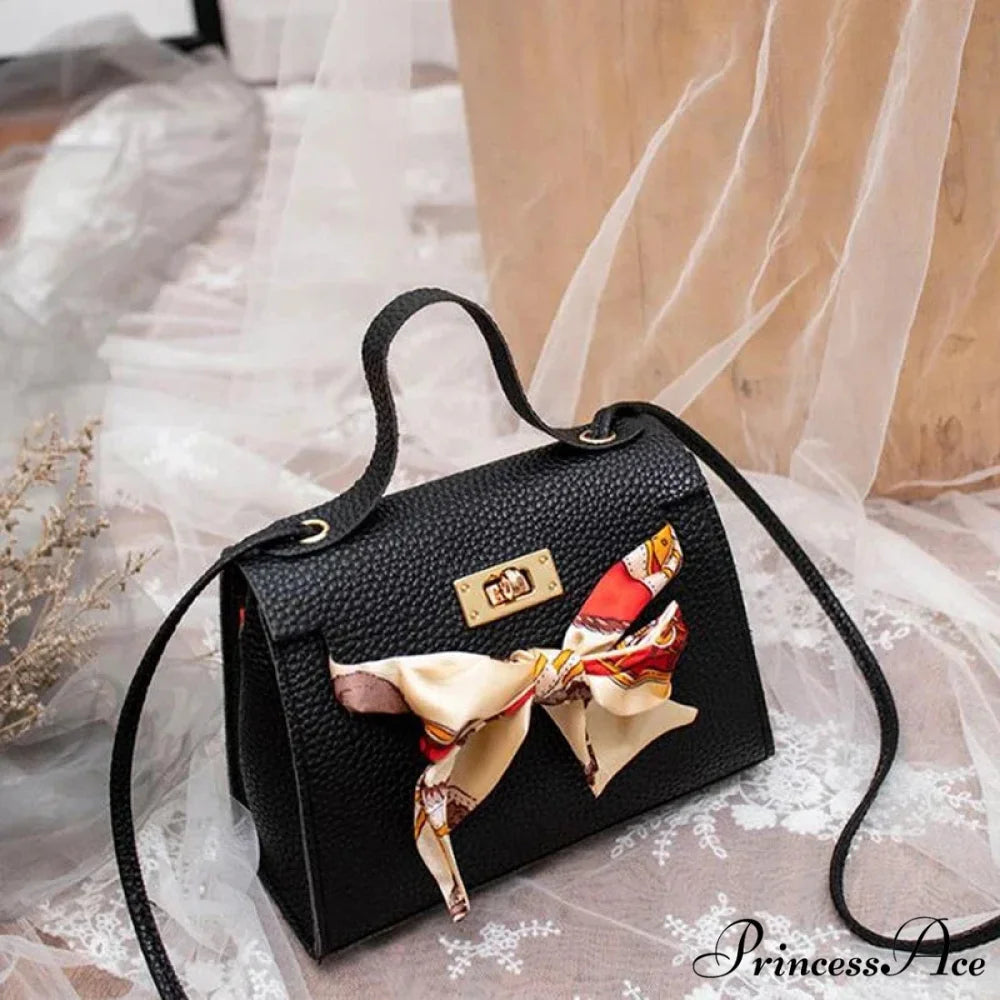 Smooth Scarf Creator Tiny Shoulder Purse Black handbag-250126