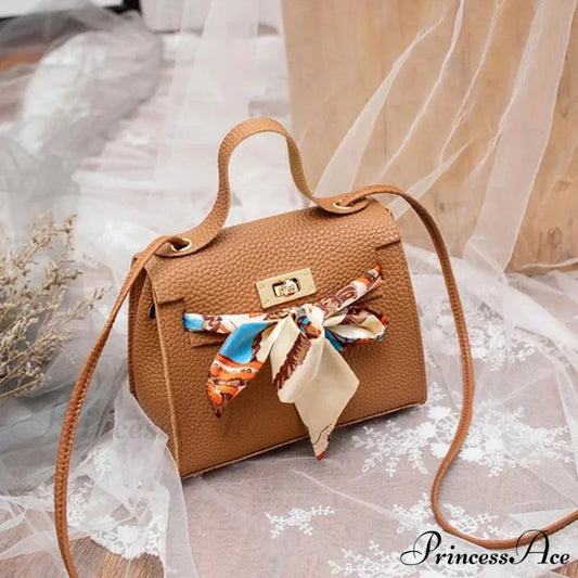 Smooth Scarf Creator Tiny Shoulder Purse Brown handbag-250126