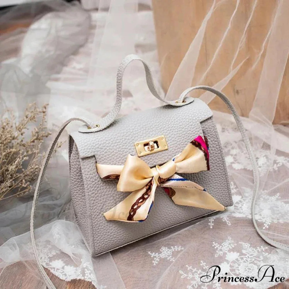 Smooth Scarf Creator Tiny Shoulder Purse Grey handbag-250126