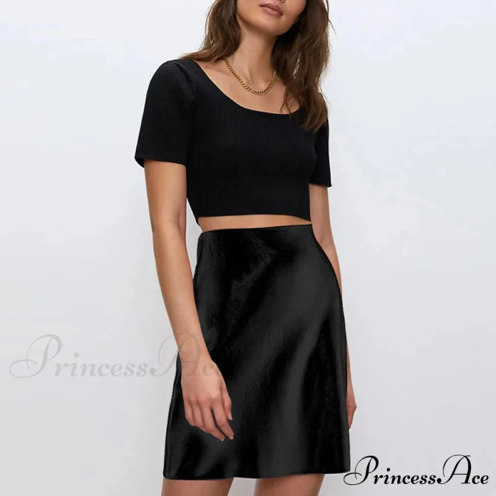 Smooth Side Zipper Narrow Skirt black / S skirts-250223