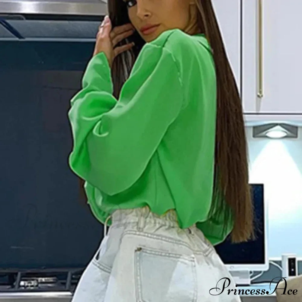 Smooth Silk Baggy Informal Satin Extended Sleeve Blouse blouse-250126