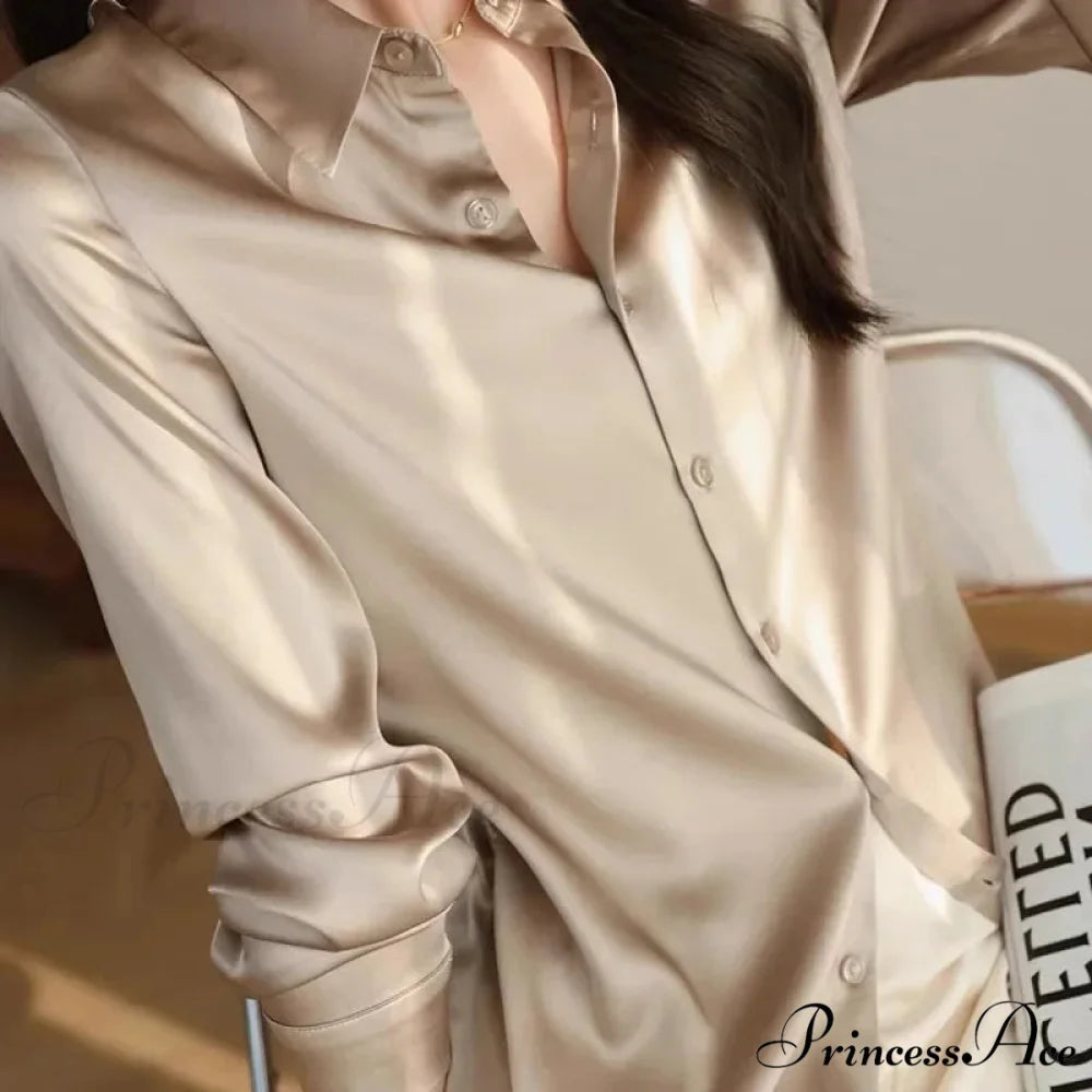 Smooth Solid Extended Sleeve Turtleneck Blouse Champagne / S blouse-250223