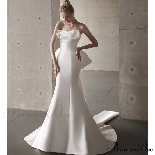 Smooth Strapless Bow Wedding Gown weddingdress-250223