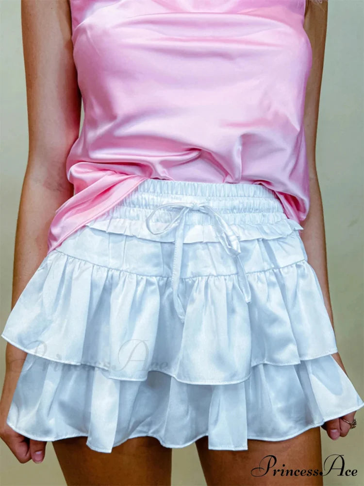 Smooth Tiered Flared Pleated Skirt WHITE / S skirts-250223