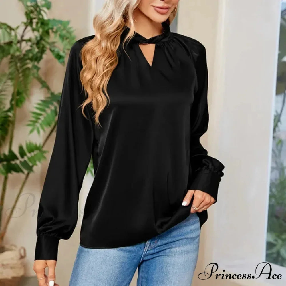 Smooth Y2K White V-neck Extended Sleeve Blouse Black / S blouse-250126