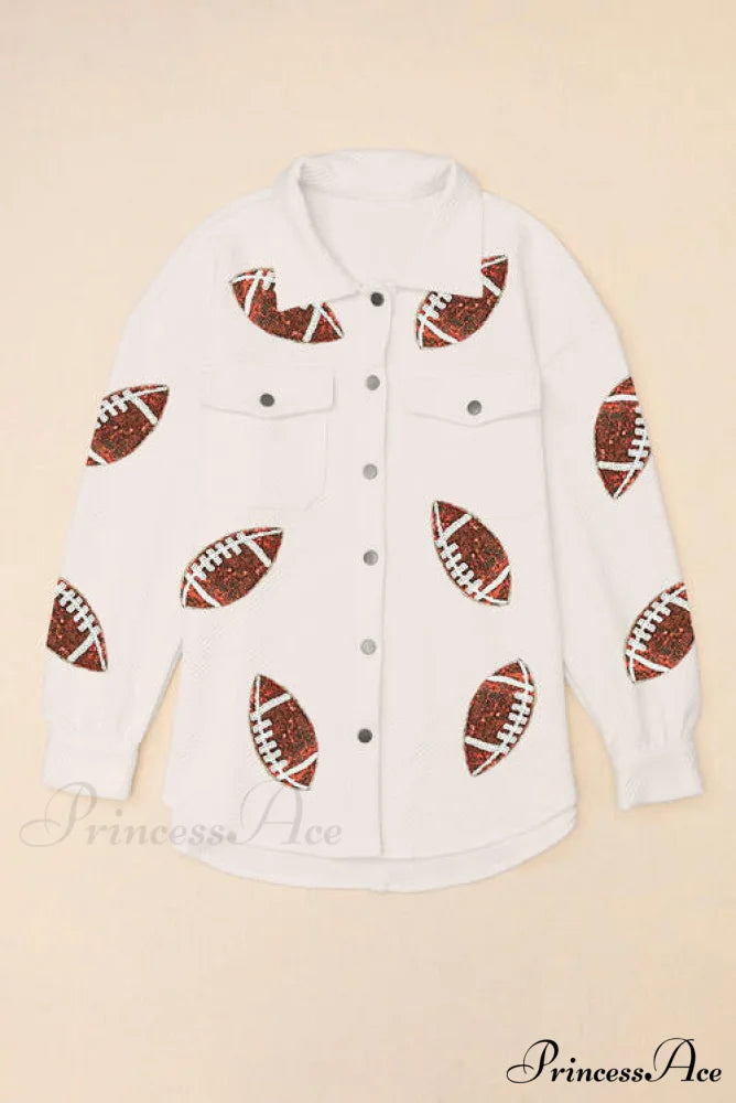Snap and Patch Button Collared with Jacket Neck Football Sequin Closure