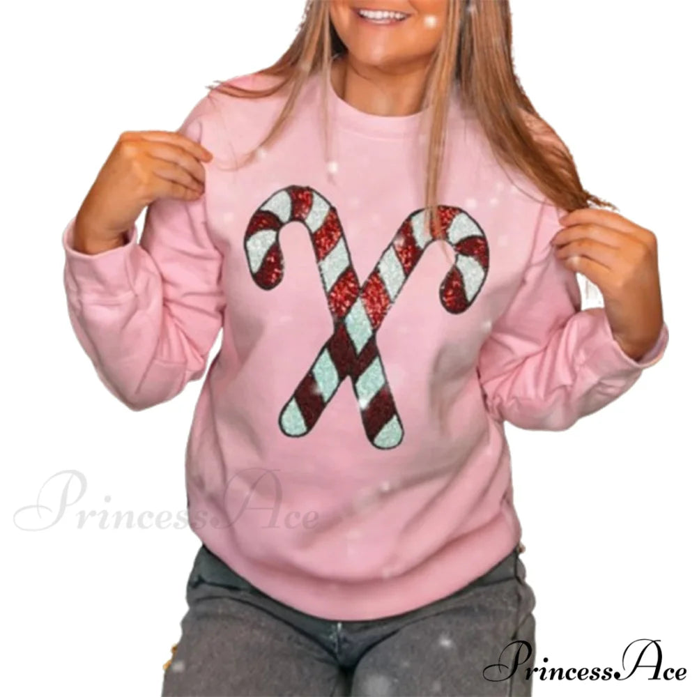 Snowflake Embroidered Christmas Hoodie Pink / S Christmas Hoodies-L