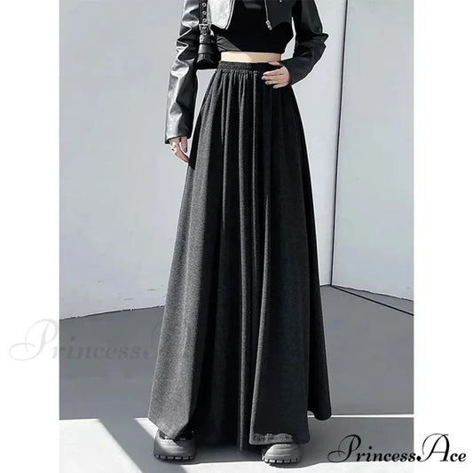 Soft Elevated Waist Informal Wide Leg Trousers Black / M pants-241228