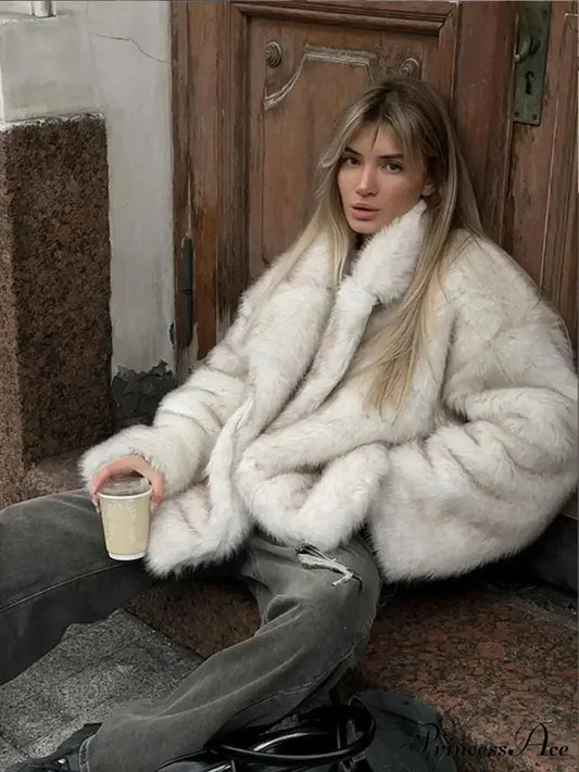 Soft Faux Fur Collar Short Overcoat overcoats-241228