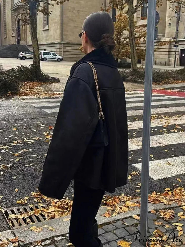 Soft Faux Leather Single-Breasted Overcoat overcoats-241228