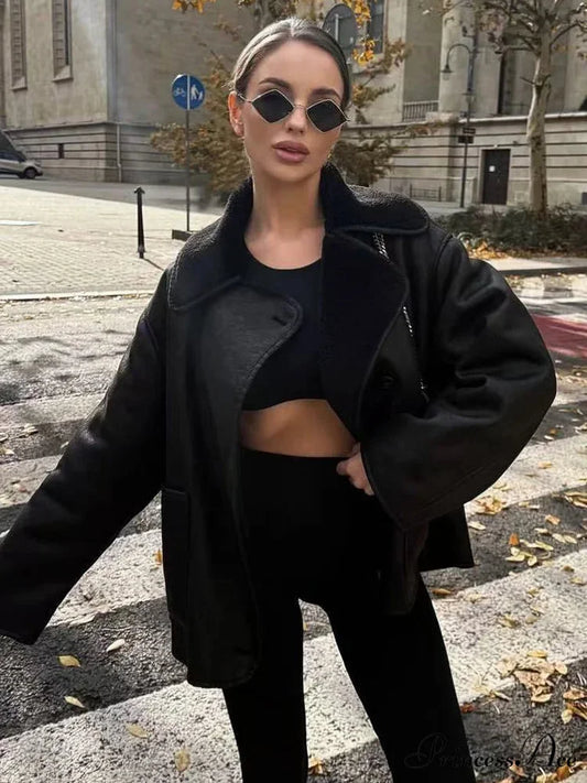 Soft Faux Leather Single-Breasted Overcoat overcoats-241228