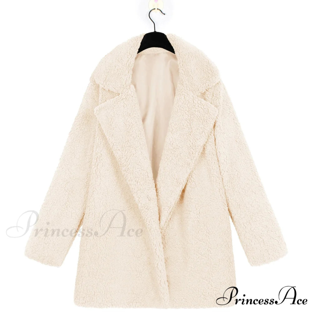 Soft Fur Fashion Plush Coat Beige / S
