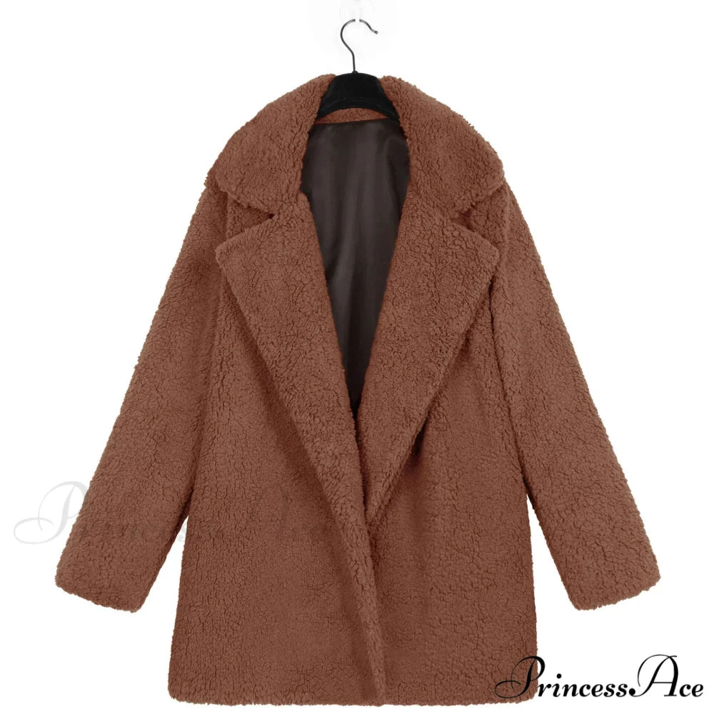 Soft Fur Fashion Plush Coat Deep camel / S