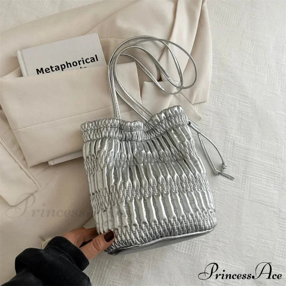 Soft Lavish Designer Shoulder Bag Silver shoulder-250126