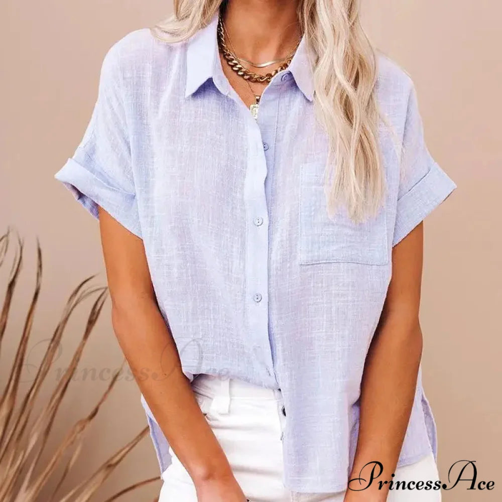 Soft Linen Informal Short Sleeve Stylish Blouse blouse-250126