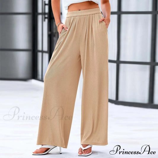 Soft Linen Relaxed Informal Pocket Trousers Beige / S pants-241228