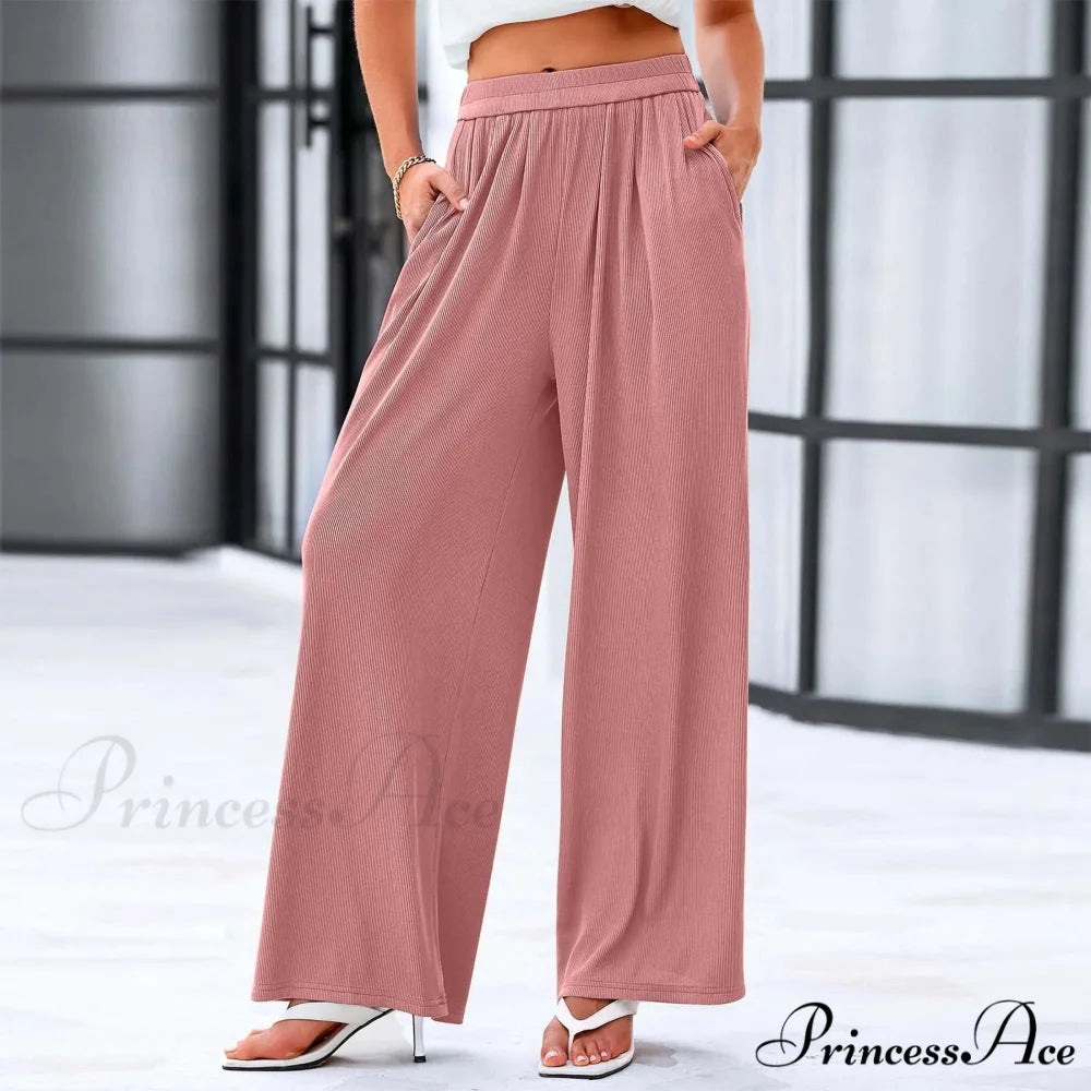 Soft Linen Relaxed Informal Pocket Trousers Red / S pants-241228