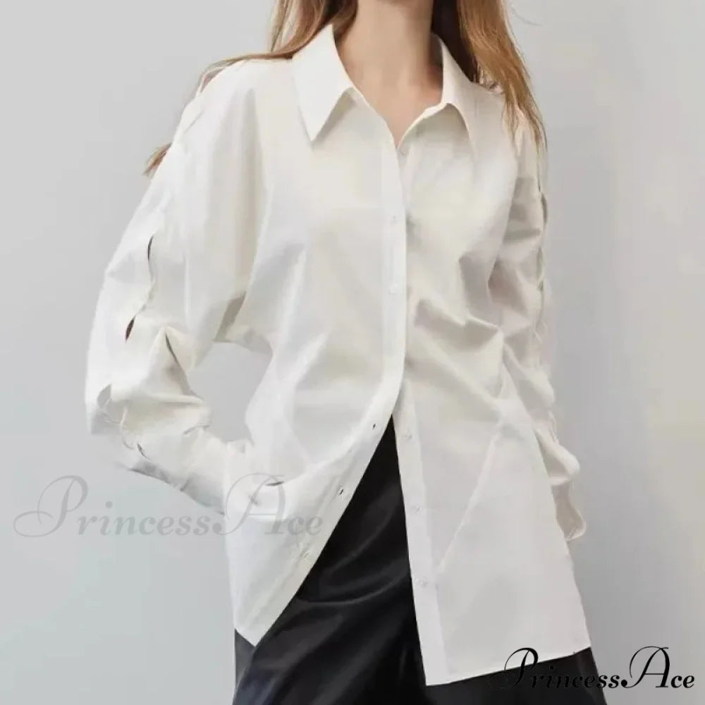Soft Long Sleeve Button Up Informal Workplace Blouse blouse-250126