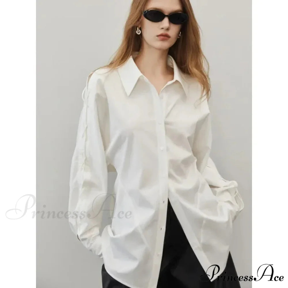 Soft Long Sleeve Button Up Informal Workplace Blouse blouse-250126