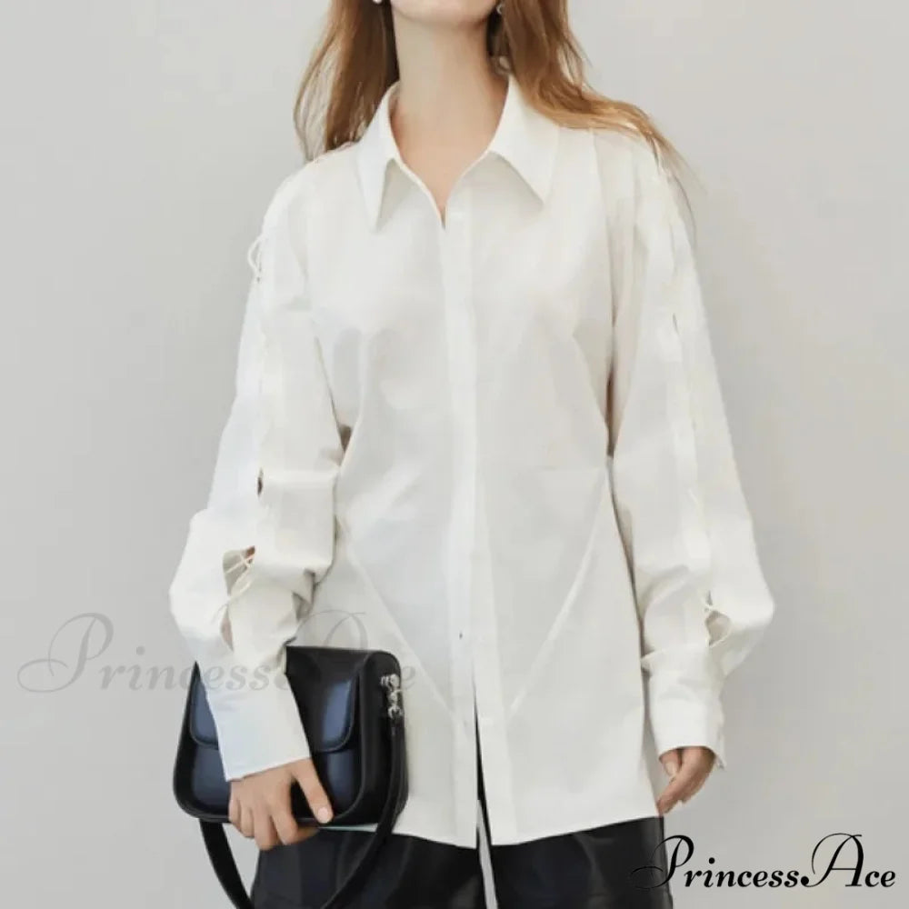 Soft Long Sleeve Button Up Informal Workplace Blouse blouse-250126