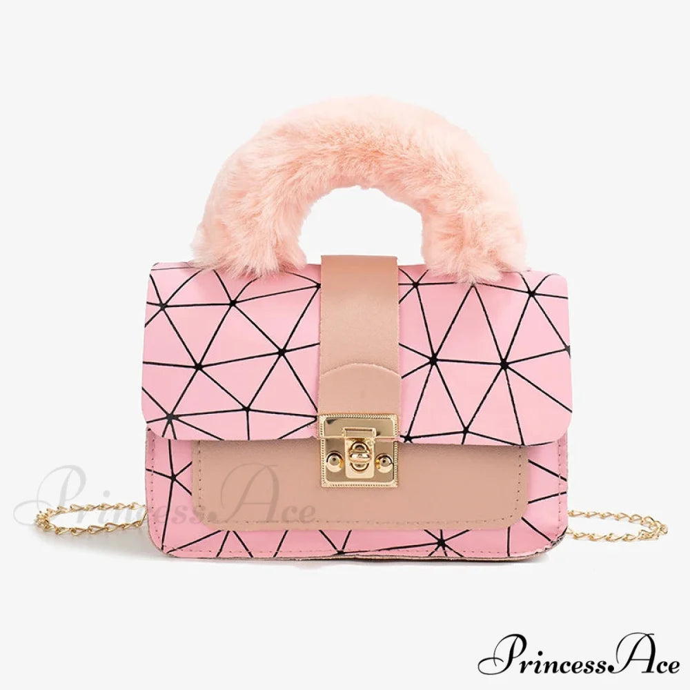 Soft Petite Square Printed Messenger Handbag Pink handbag-250126
