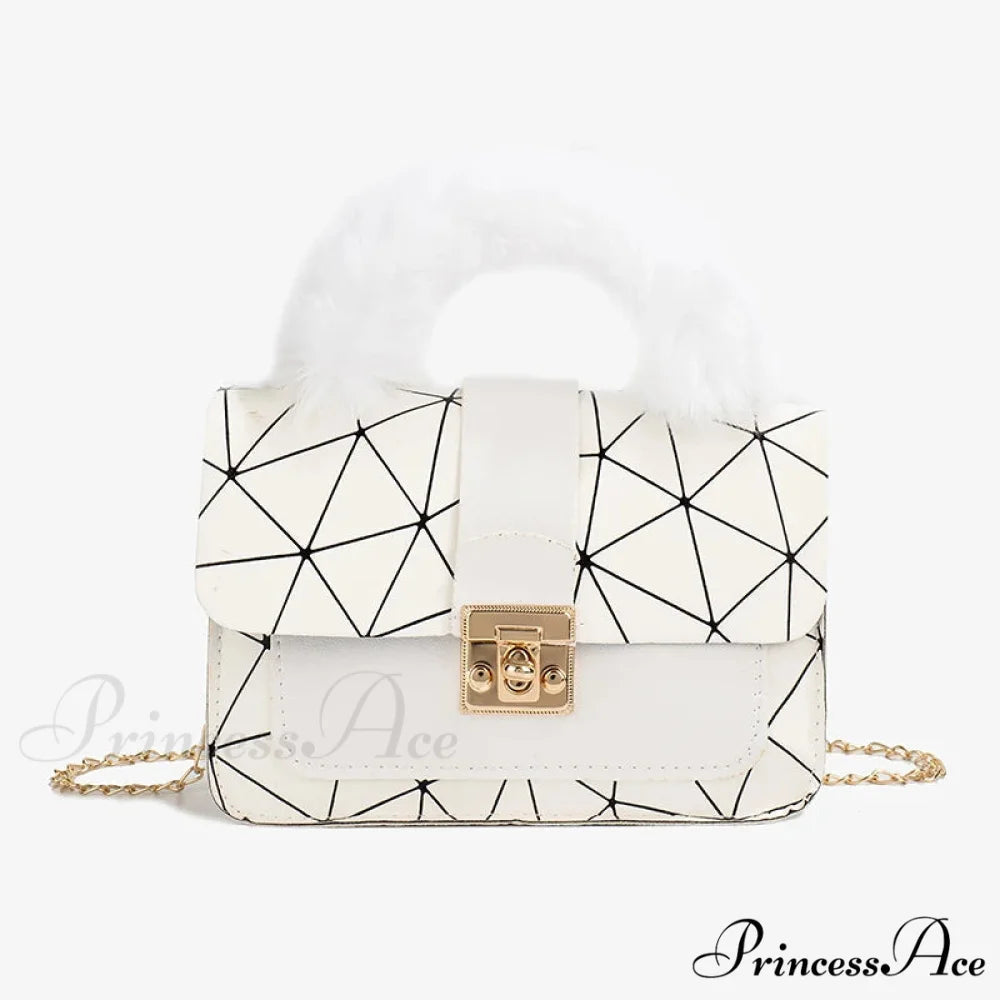 Soft Petite Square Printed Messenger Handbag WHITE handbag-250126