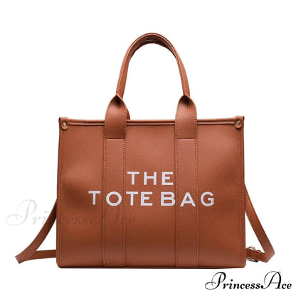 Soft PU Leather Tote Shoulder Handbag Brown / 35cm X 15cm X 28cm handbag-250126