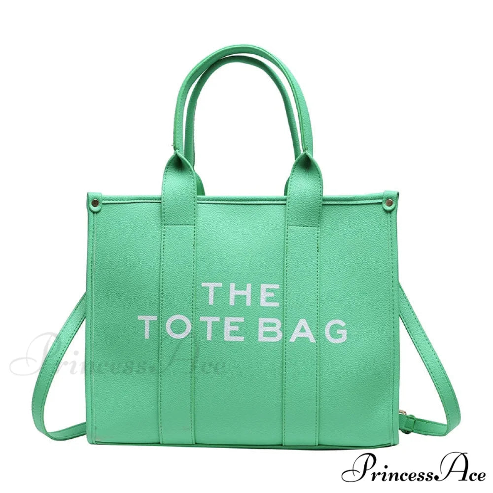 Soft PU Leather Tote Shoulder Handbag Green / 35cm X 15cm X 28cm handbag-250126