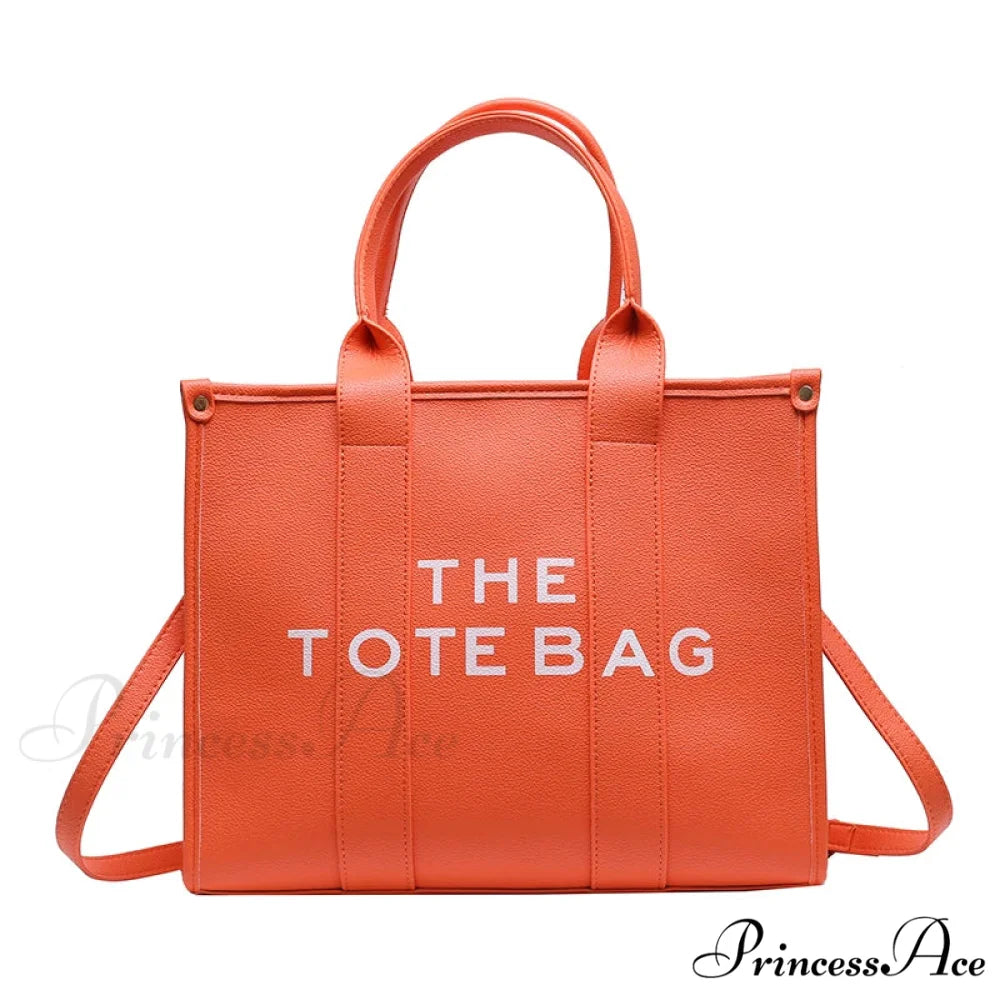 Soft PU Leather Tote Shoulder Handbag Orange / 35cm X 15cm X 28cm handbag-250126