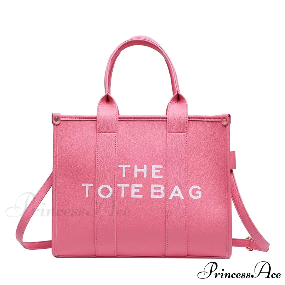 Soft PU Leather Tote Shoulder Handbag Pink / 35cm X 15cm X 28cm handbag-250126